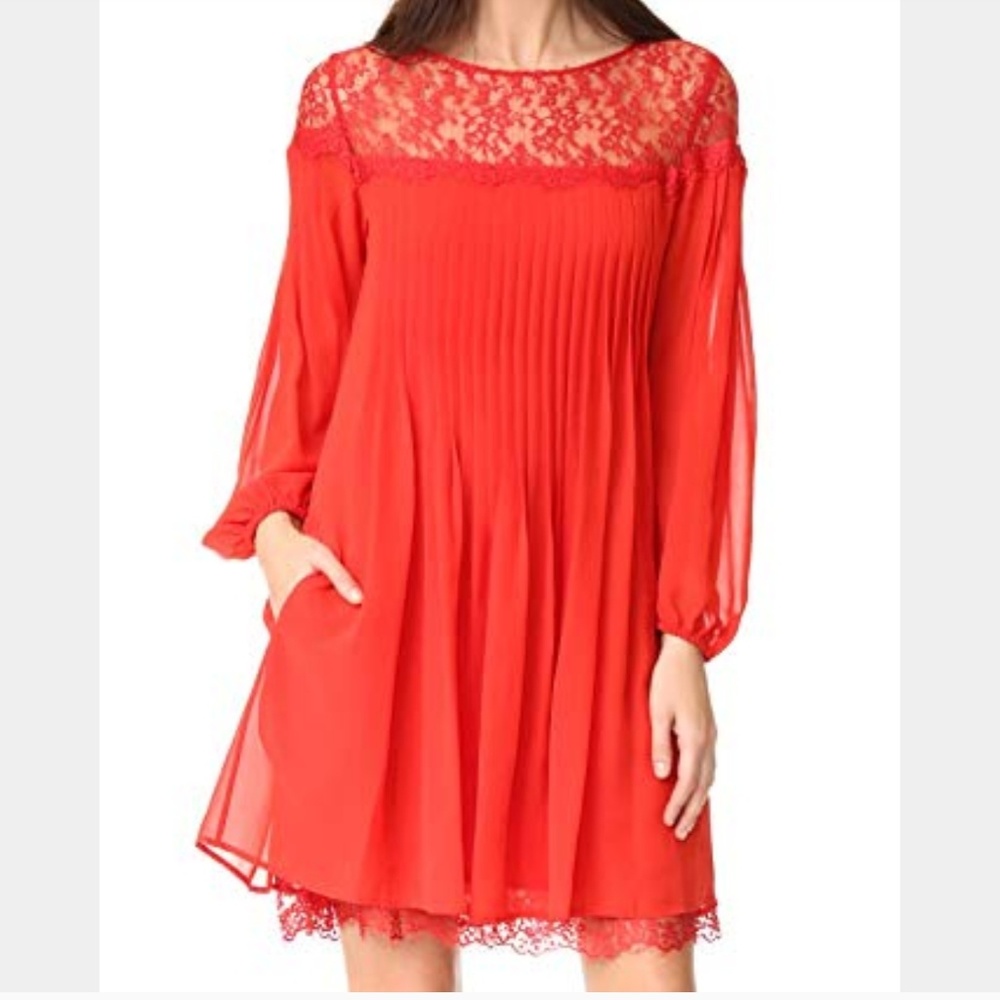 The kooples Muslin & Lace Mini Dress pleated XS